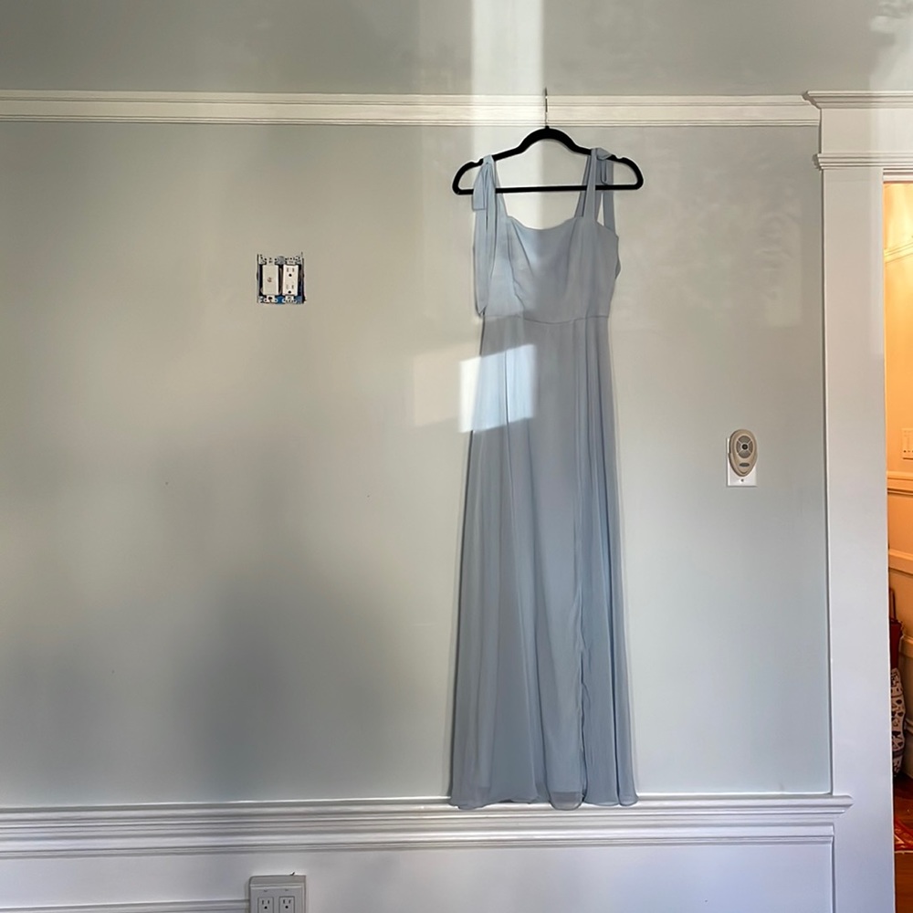 Pale blue bridesmaid dress- dessy collection Vivian diamond
